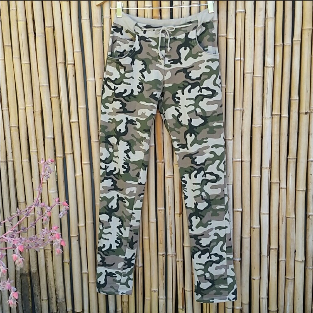 NEW SEDUZIONE Camouflage 5 Pocket Fleece Lounge Sweat Pants One Size Fits S-M-L - Picture 2 of 8